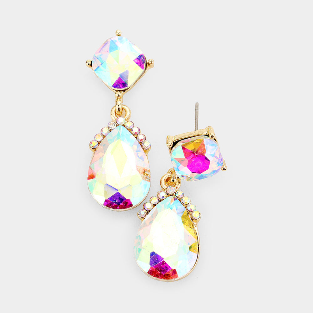 Marquise Crystal Teardrop Dangle Evening Earrings