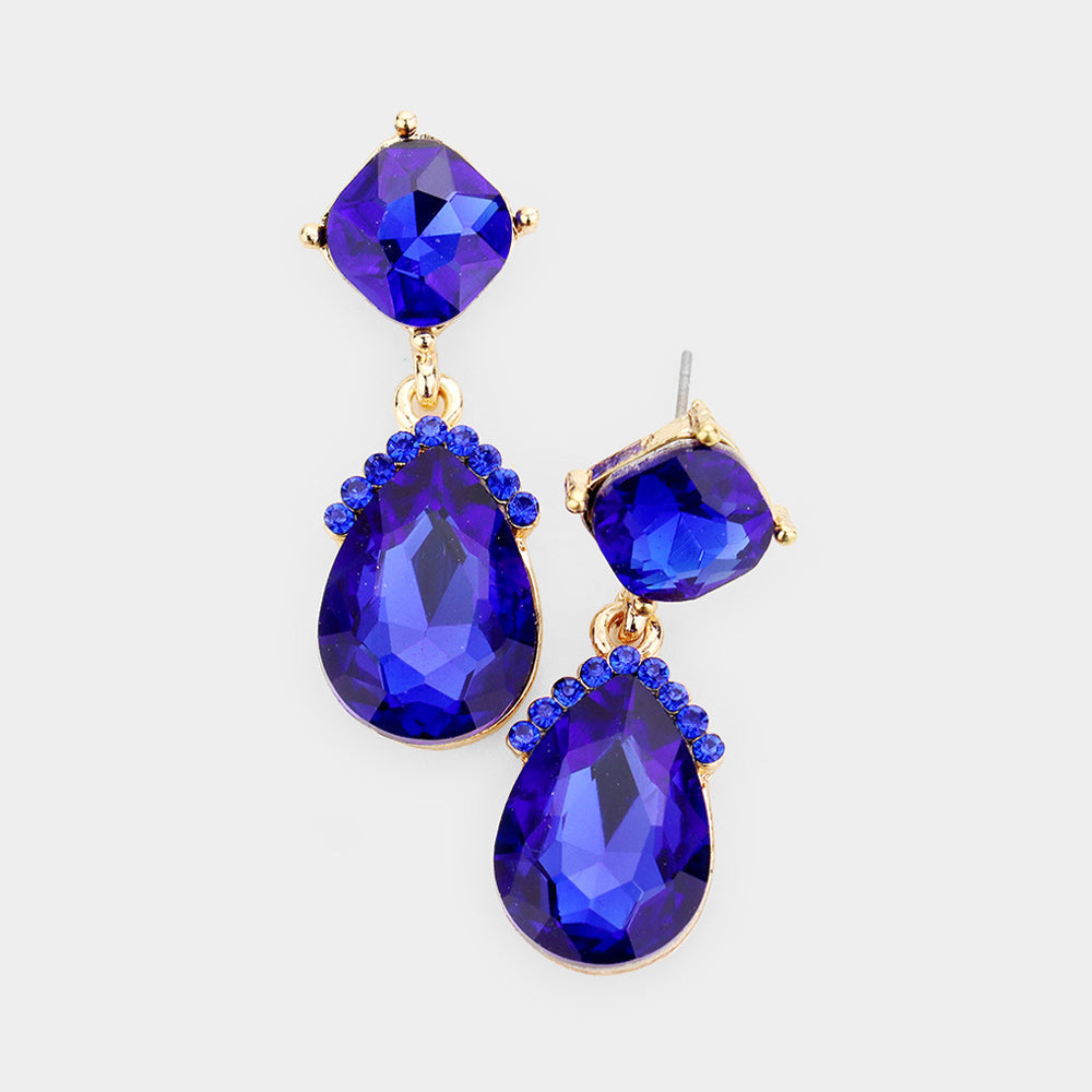 Marquise Crystal Teardrop Dangle Evening Earrings