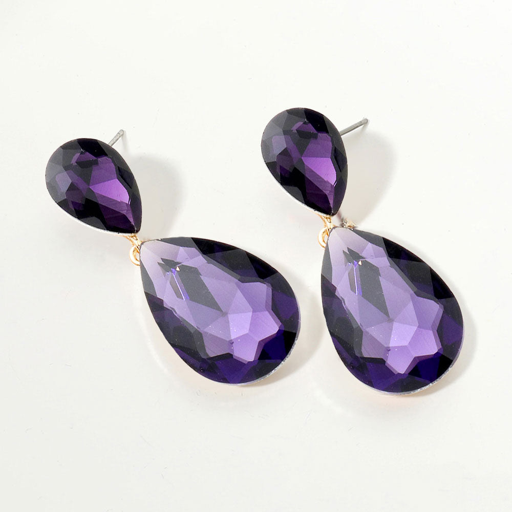 Women's Glass Crystal Teardrop Evening Dangle Earrings