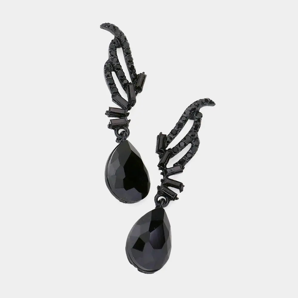 Teardrop Stone Dangle Evening Earrings