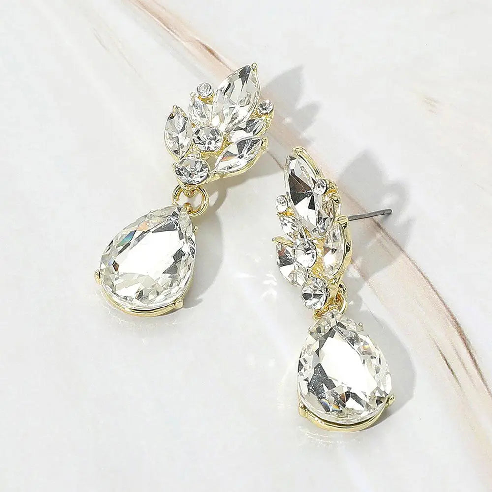Teardrop Stone Dangle Evening Earrings