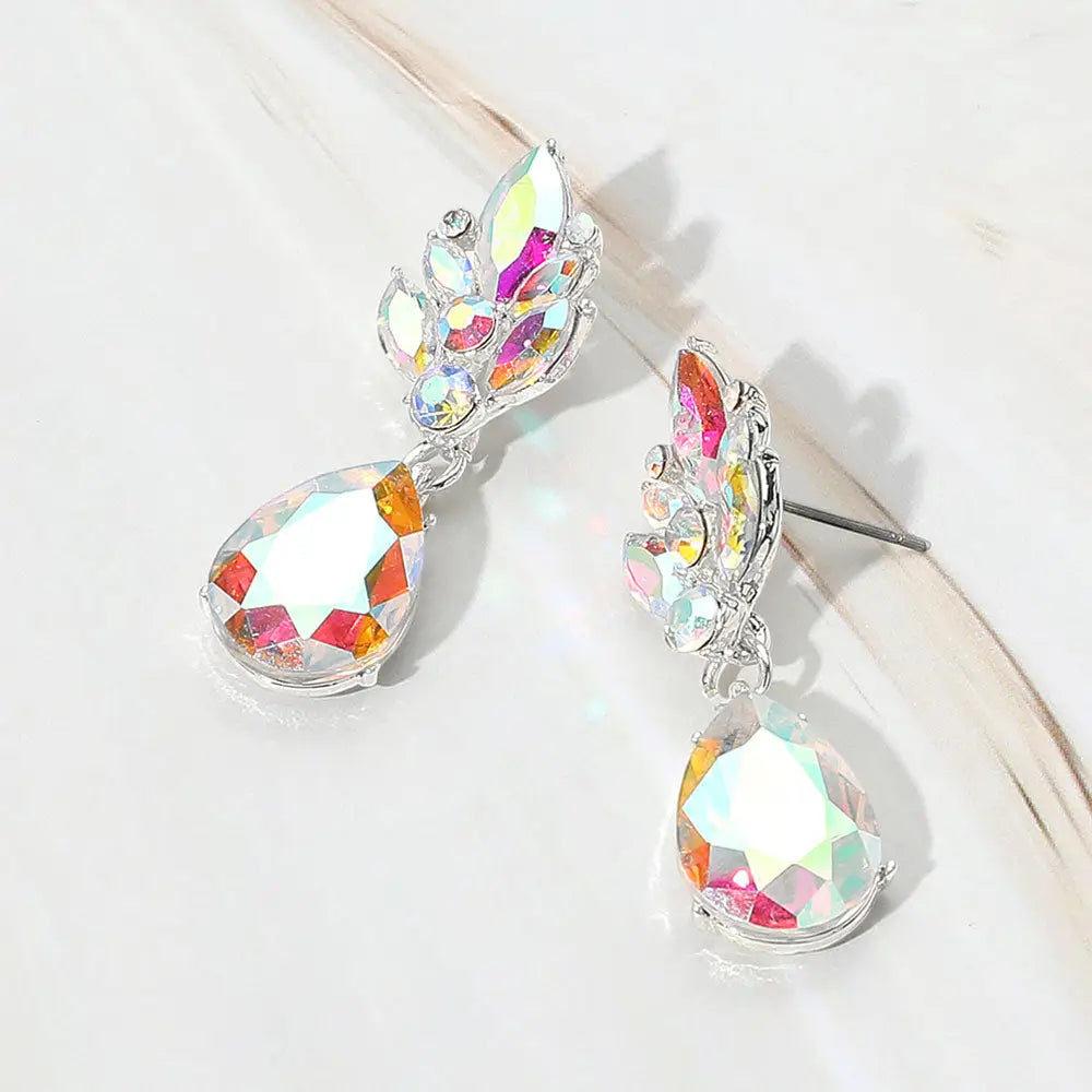 Teardrop Stone Dangle Evening Earrings