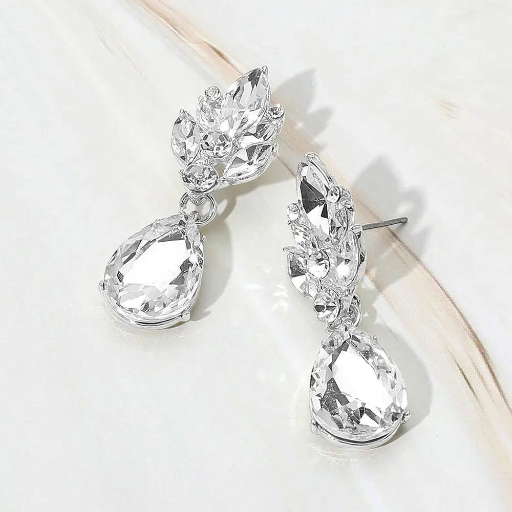 Teardrop Stone Dangle Evening Earrings