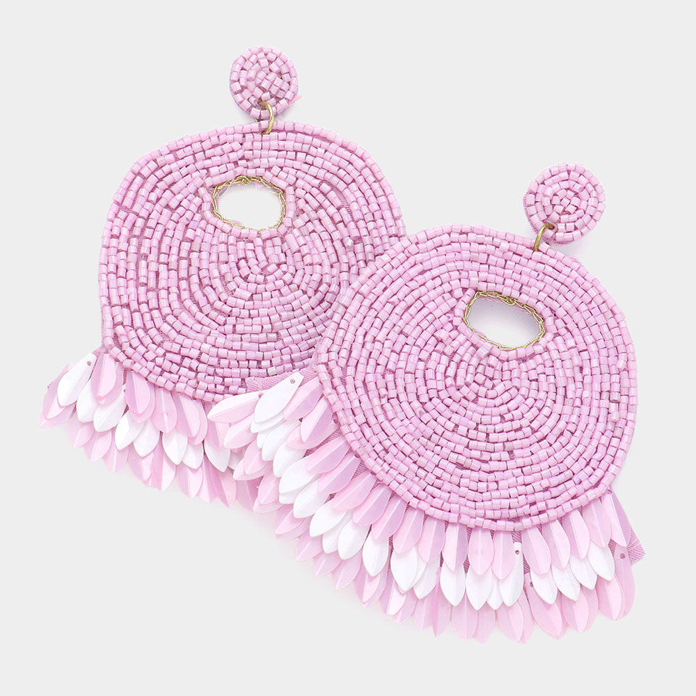 Felt Back Beaded Dangle Earrings