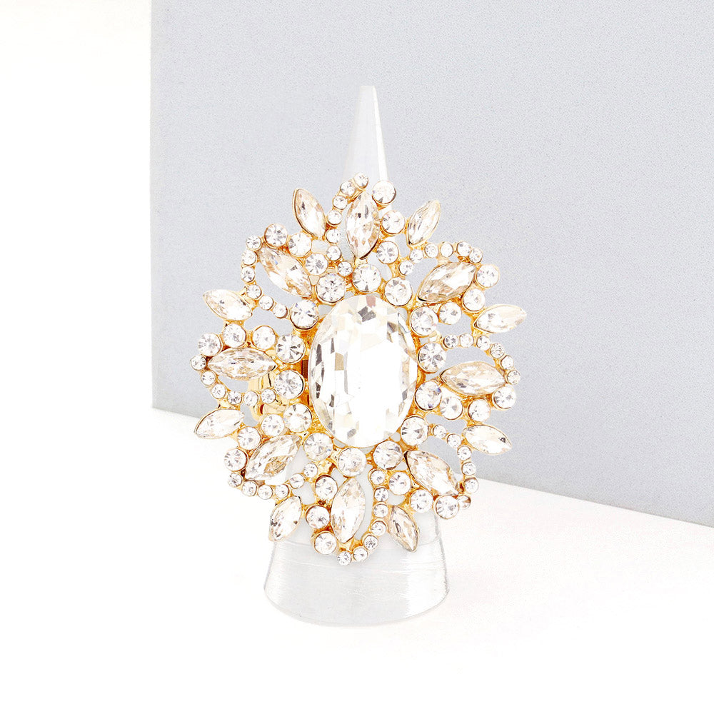 Oval Crystal Cluster Stretch Ring