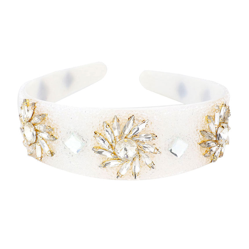 Floral Stone Embellished Textured Headband