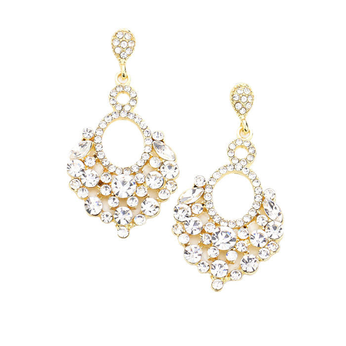 Marquise Crystal Chandelier Statement Evening Earrings