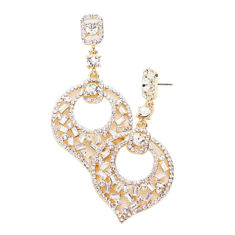 Rectangle Rhinestone Cluster Evening Earrings