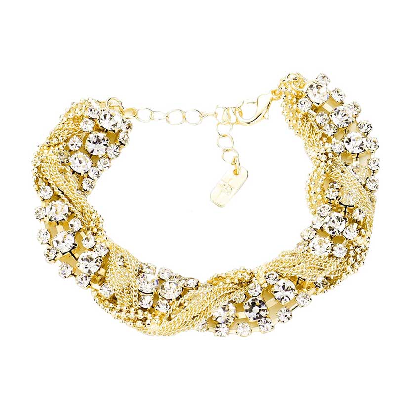 Tangled Chain Crystal Rhinestone Evening Bracelet