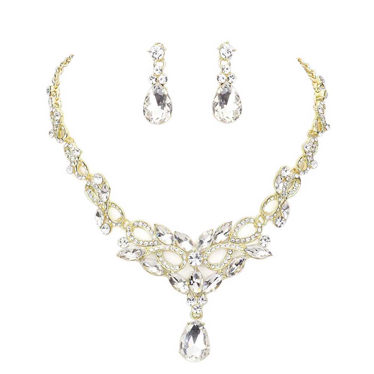 Teardrop Stone Accented Evening Necklace