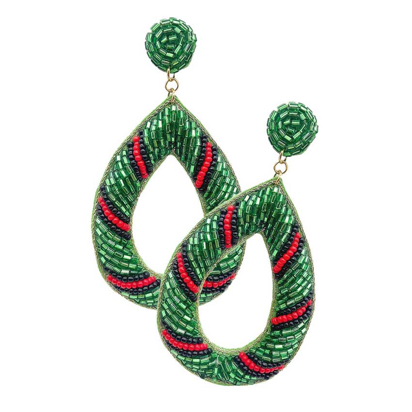 Felt Back Beaded Open Teardrop Dangle Earrings