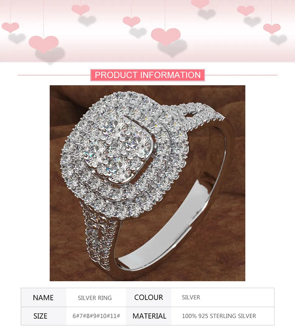 ZDADAN 925 Sterling Silver Square CZ Ring For Women Fashion Jewelry Accessories Wholesale Gift