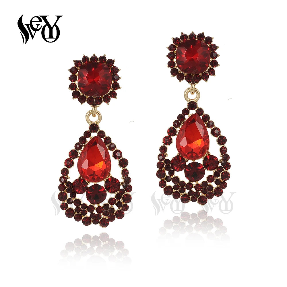 VEYO Classic Crystal Rhinestone Drop Earrings Elegant Hollow Bridal Dangle Earrings for Women Fashion Jewelry New Gift