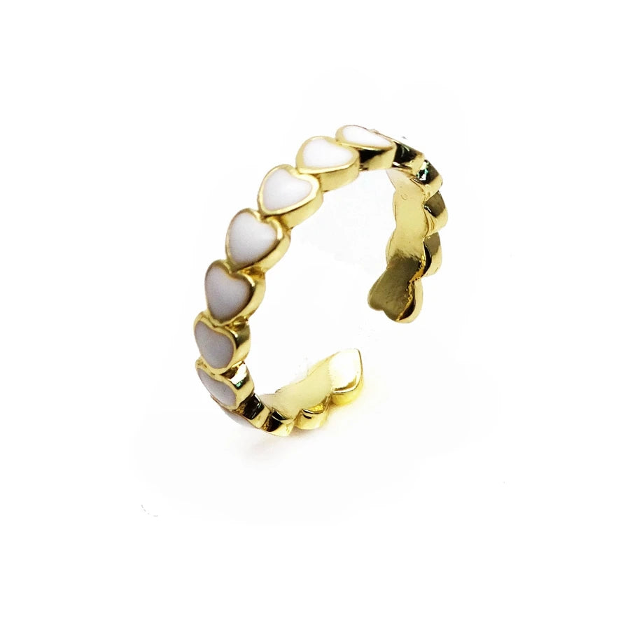 Opening adjustable ring loving heart rings Copper Zircon Drip paint color Rings love connection ring for women Party Jewelry
