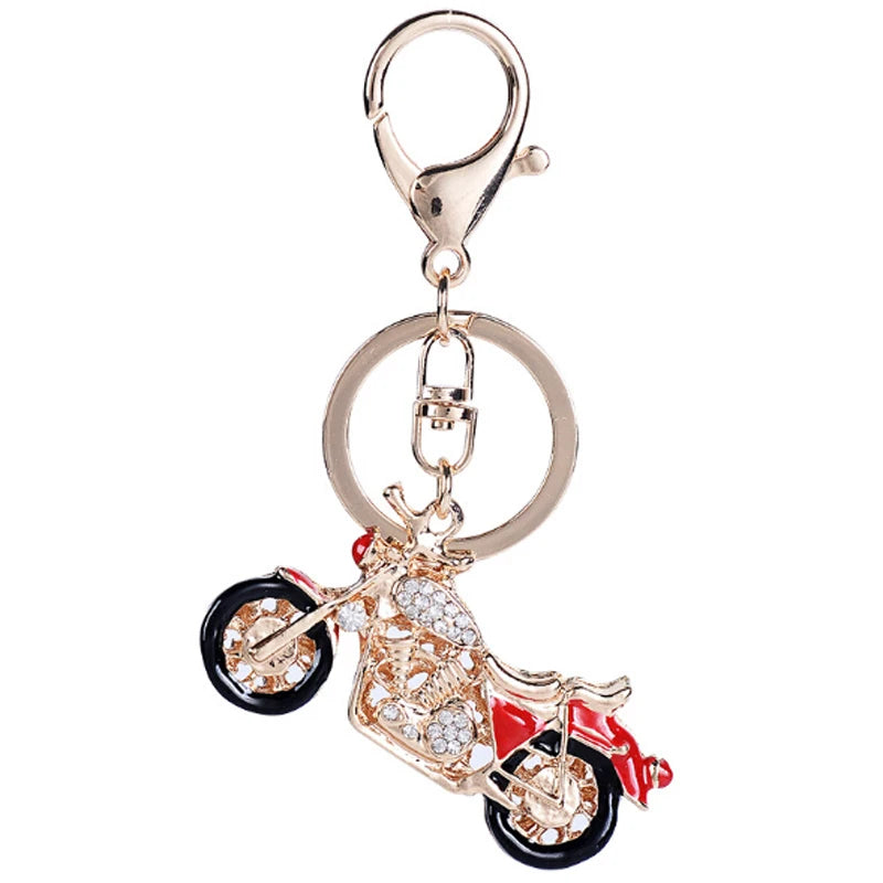 New Fashion Car Motorcycle Rhinestone Crystal Keychain Metal Alloy Key Chains Holder Handbag Car Keyrings Keychains For Women Me