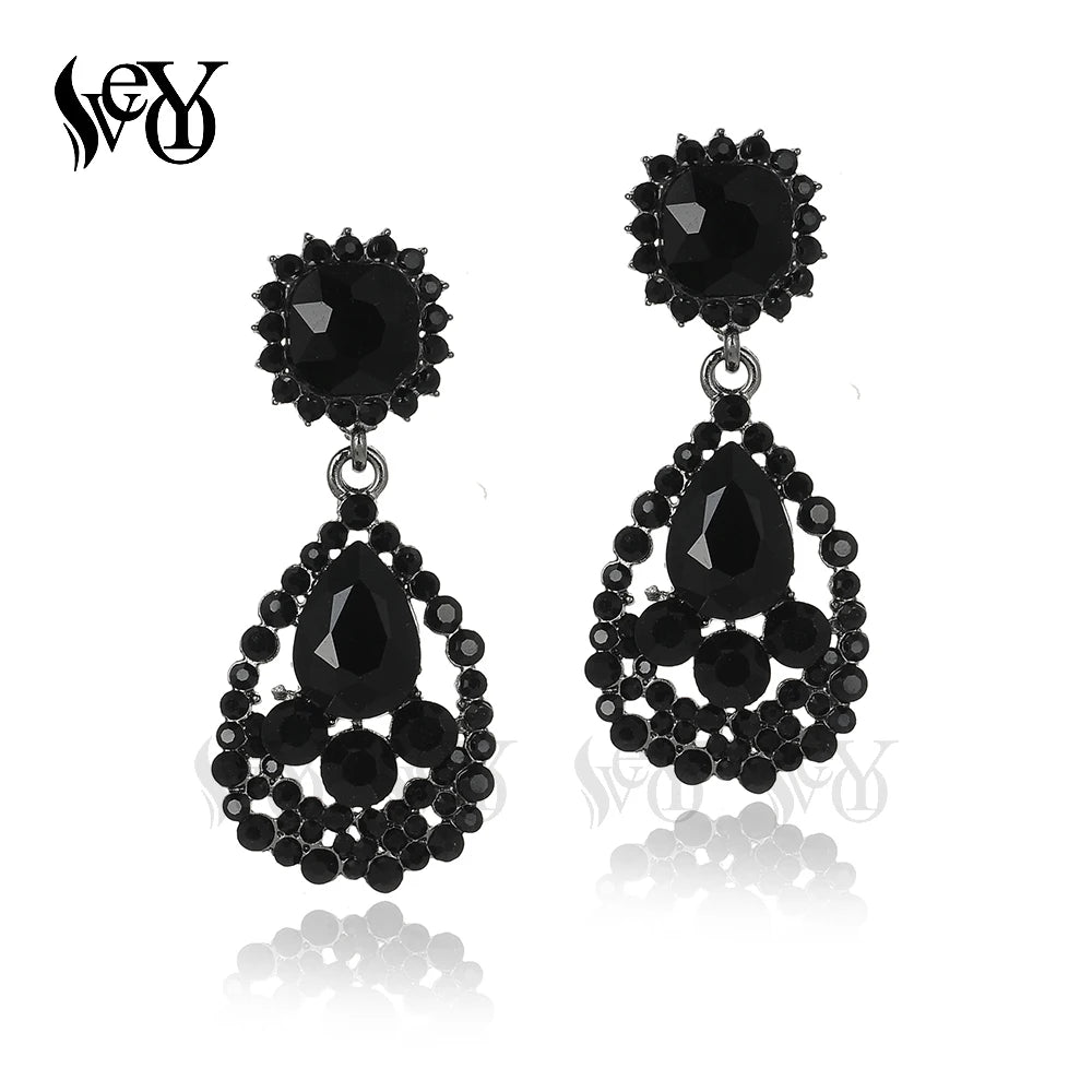 VEYO Classic Crystal Rhinestone Drop Earrings Elegant Hollow Bridal Dangle Earrings for Women Fashion Jewelry New Gift