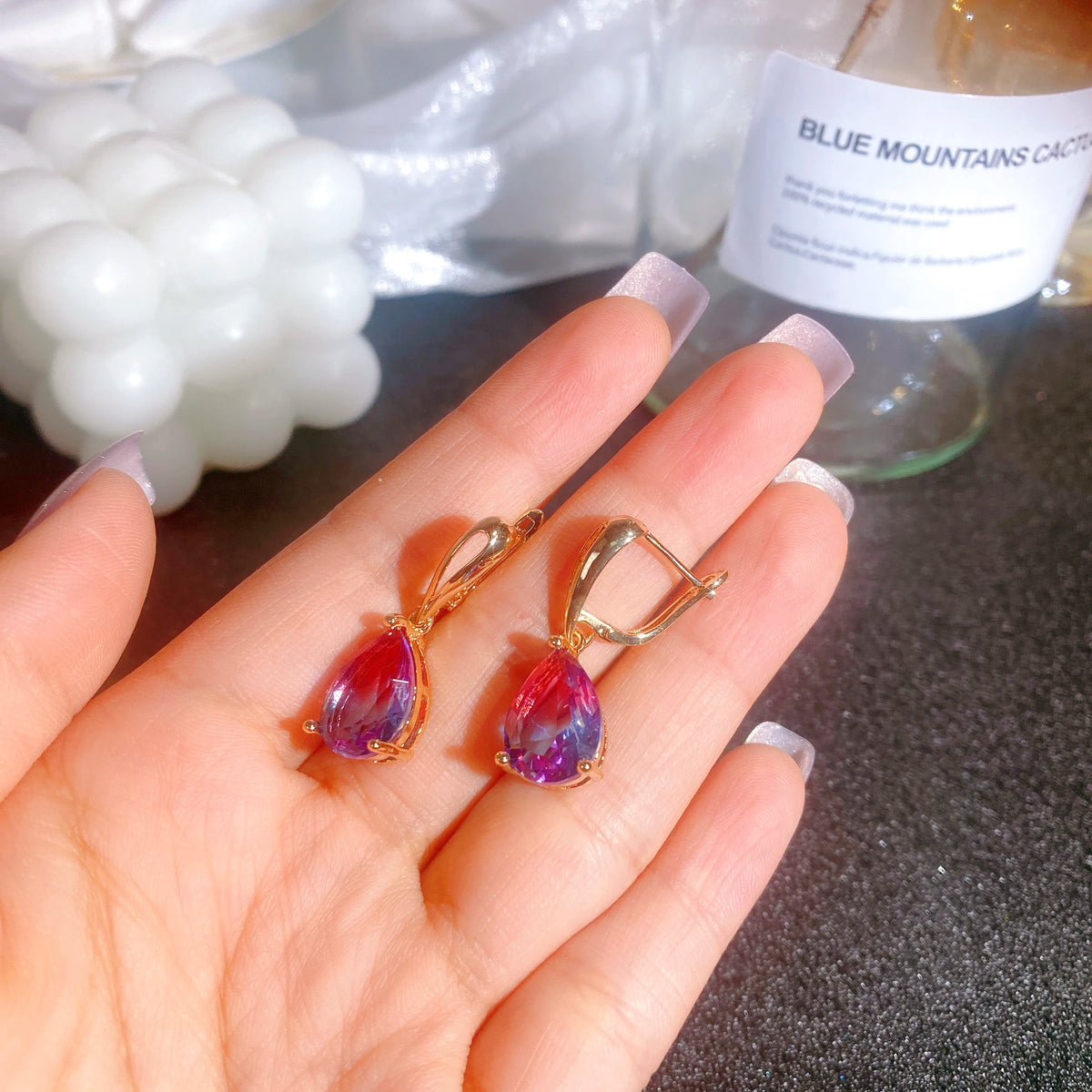 HUAMI Water Drop Crystal Pendant Earrings Fashion Zircon Earrings Luxury Jewelry for Women Wedding Party Valentine's Girls Gifts