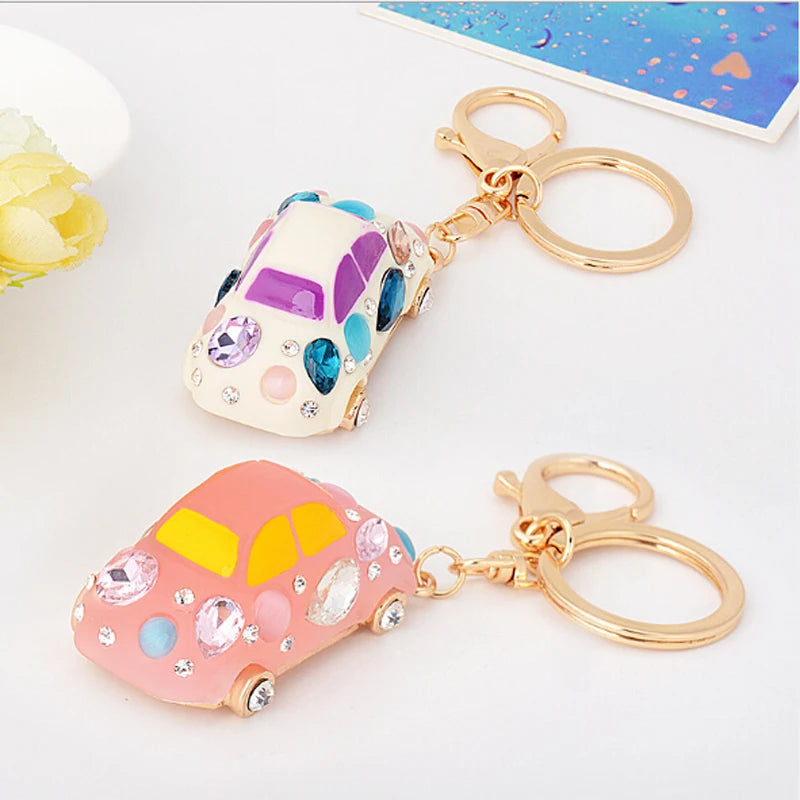 New Fashion Car Motorcycle Rhinestone Crystal Keychain Metal Alloy Key Chains Holder Handbag Car Keyrings Keychains For Women Me