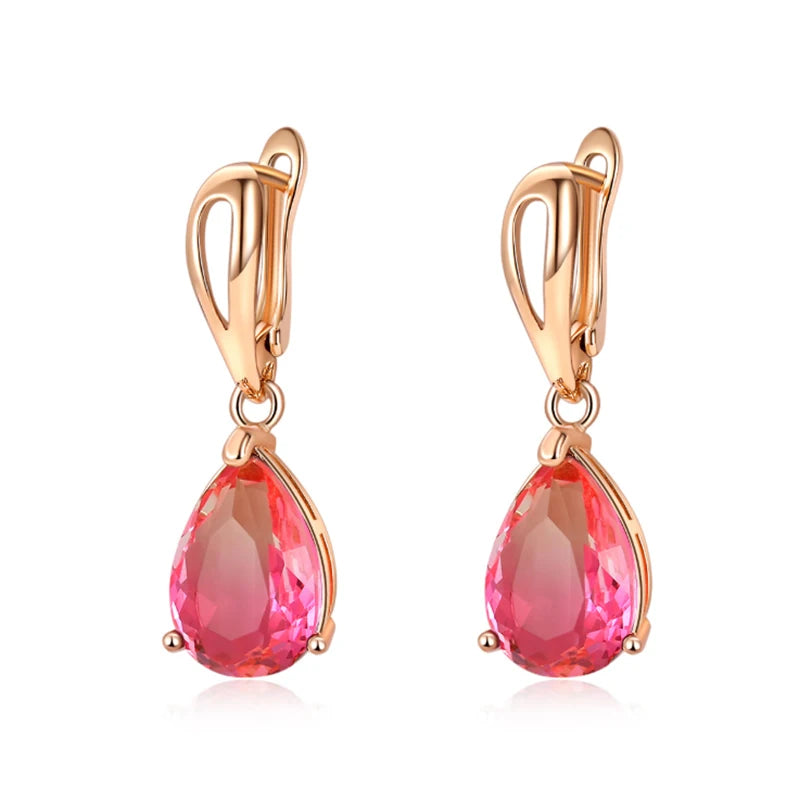 HUAMI Water Drop Crystal Pendant Earrings Fashion Zircon Earrings Luxury Jewelry for Women Wedding Party Valentine's Girls Gifts