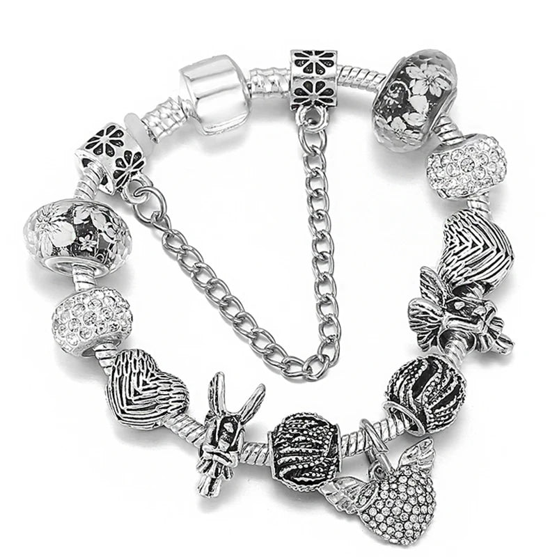 Luxury Crystal Flower Charm Bracelets & Bangles Gold Beads Bracelets For Women Jewellery Pulseira Feminina 2021 New Year Gift