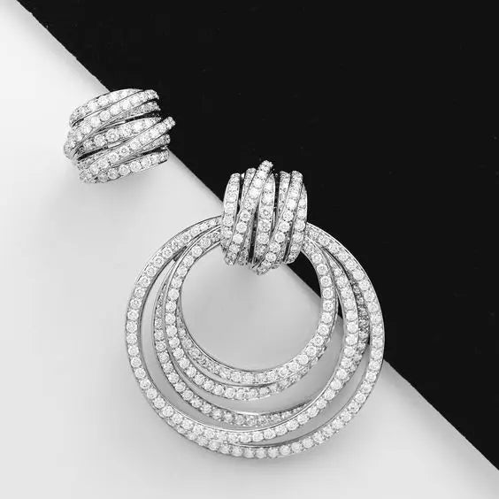 HUAMI Multilayer Circles Stud Earrings Women Luxury Cstuming Accessories January Gift Party Earring and Banquet Fshion Jewelry