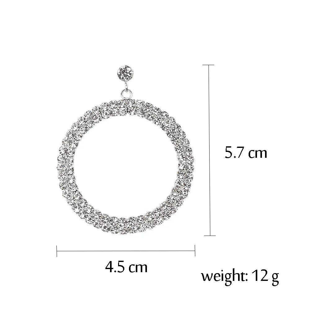 TREAZY Simple Designed Silver Plated Rhinestone Crystal Drop Earrings for Women Bride Circle Dangle Earrings Wedding Jewelry