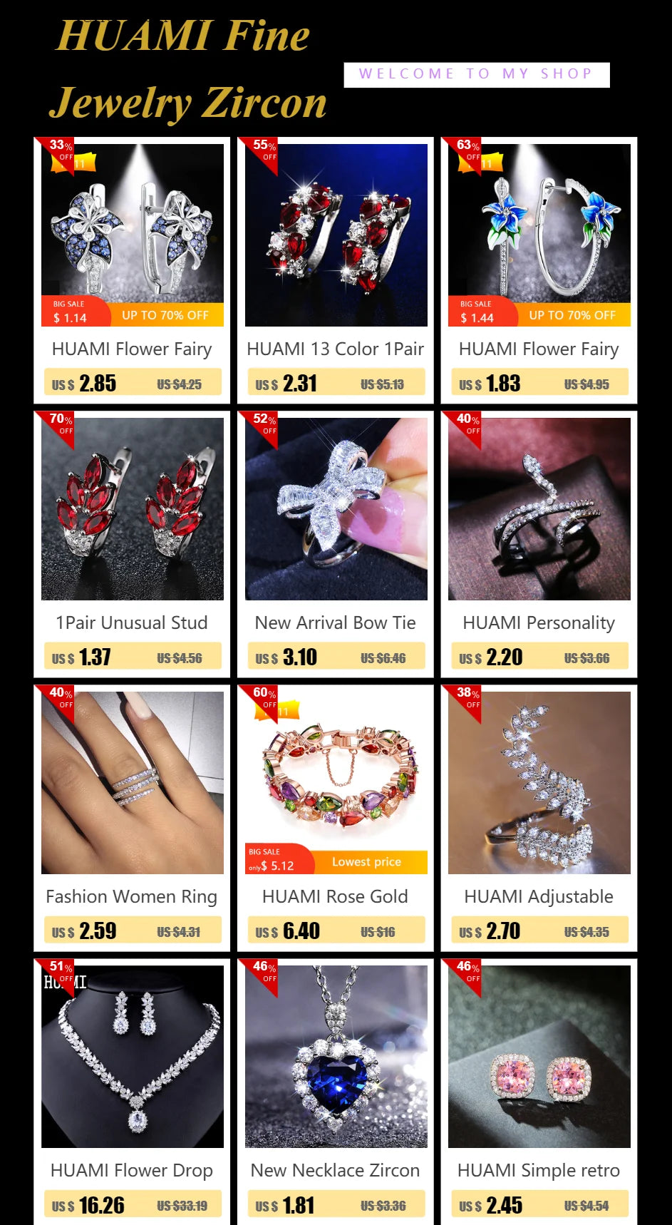 HUAMI Water Drop Crystal Pendant Earrings Fashion Zircon Earrings Luxury Jewelry for Women Wedding Party Valentine's Girls Gifts
