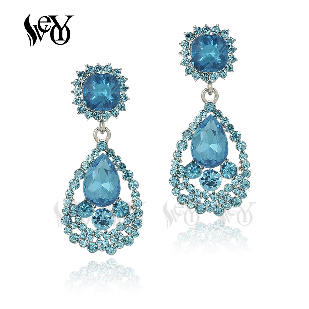 VEYO Classic Crystal Rhinestone Drop Earrings Elegant Hollow Bridal Dangle Earrings for Women Fashion Jewelry New Gift