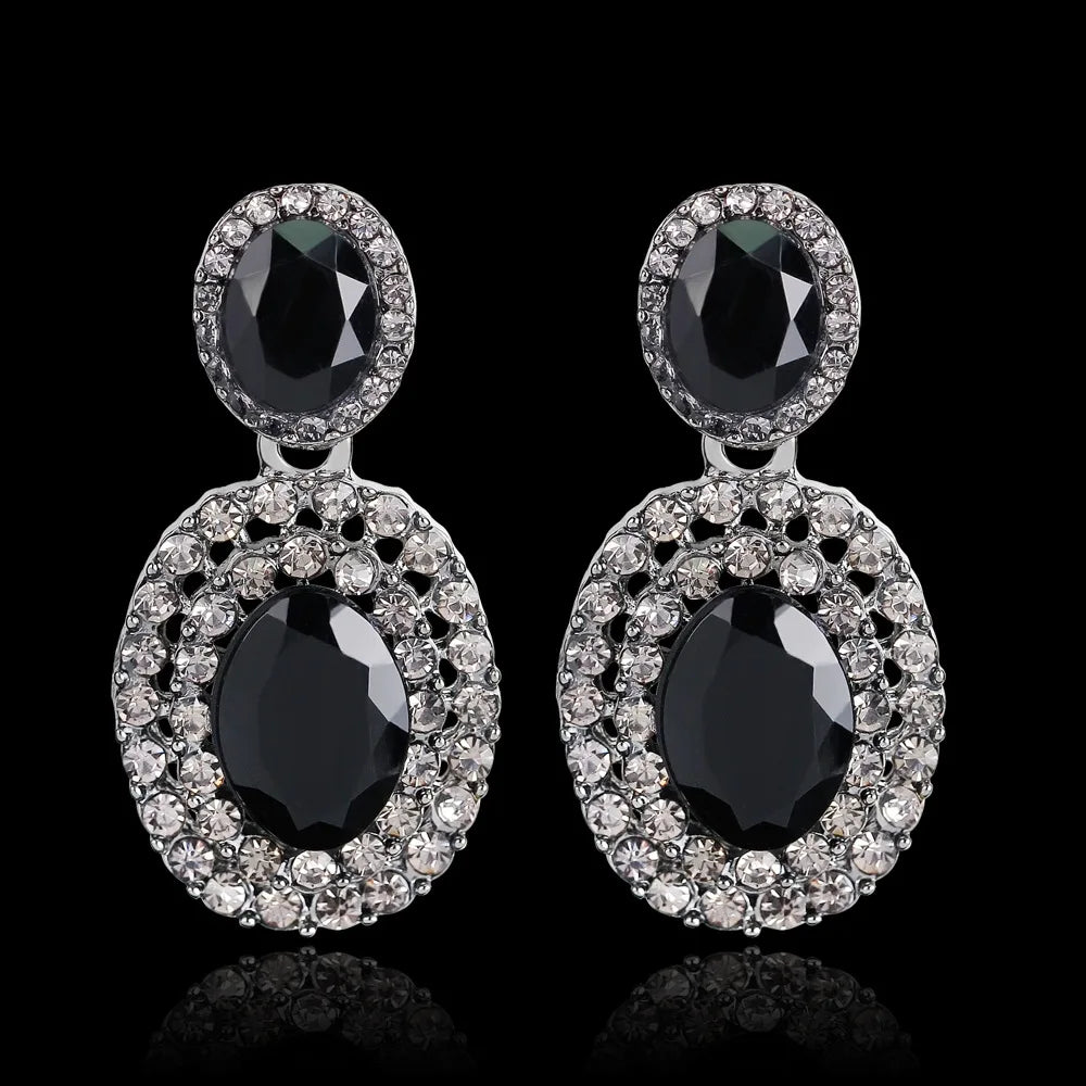 TREAZY Brincos Crystal Drop Earrings for Women Statement Fashion Costume Jewelry Women Black Geometry Vintage Earrings Pendiente