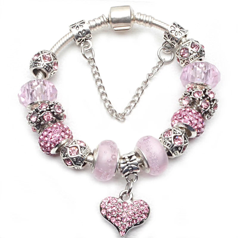 Luxury Crystal Flower Charm Bracelets & Bangles Gold Beads Bracelets For Women Jewellery Pulseira Feminina 2021 New Year Gift