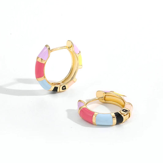Mini Lovely Enamel Rainbow Round Circle Hoop Earrings for Women Fashion Colorful Huggie Hoops Piercing Pendientes Jewelry Gifts