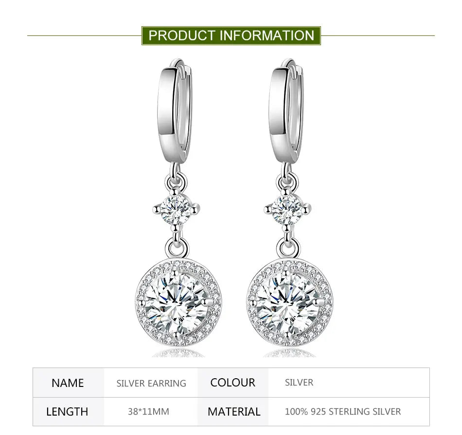 ZDADAN 925 Sterling Silver Geometric Blue Water Drop Earrings For Women Fashion Jewelry Wedding Gift