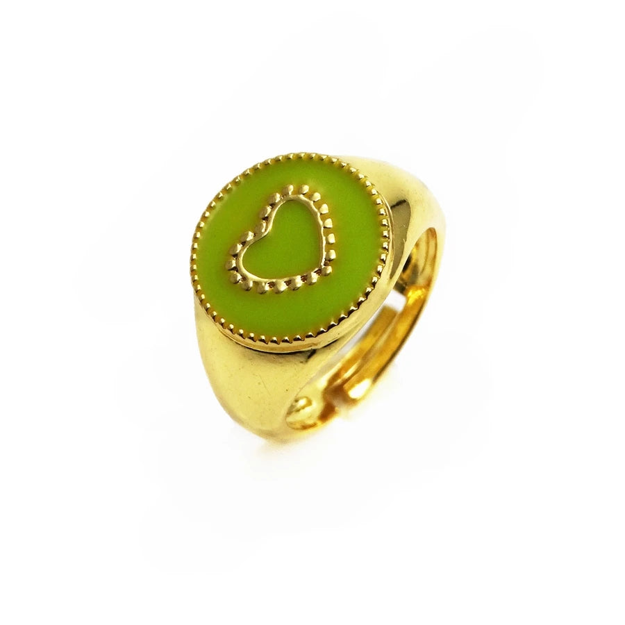 Opening adjustable ring loving heart rings Copper Zircon Drip paint color Rings love round ring for women Party Jewelry