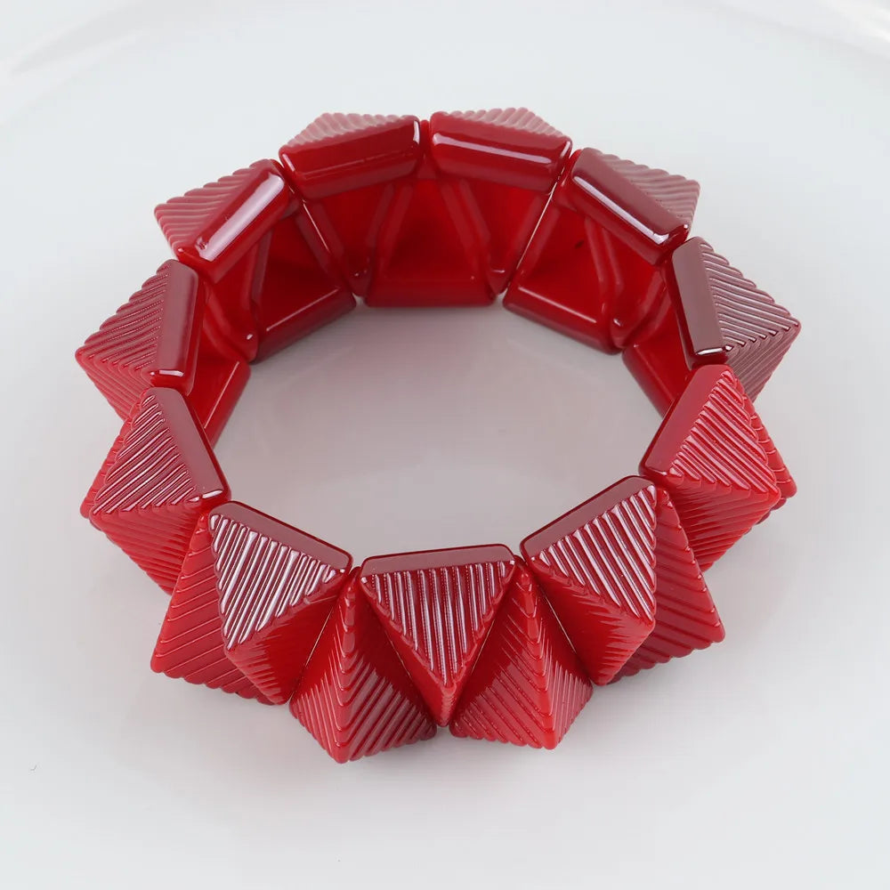 FishSheep New Acrylic Rivets Studs Bracelets For Women Men Rock Punk Big Stretched Strand Cuff Bracelets Bangles Jewelry Gifts