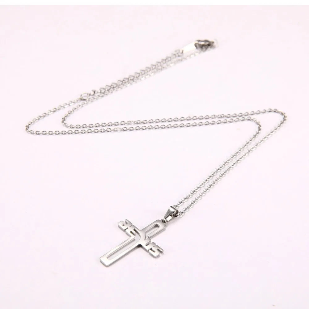 My Shape Stainless Steel Necklace Christian Jewelry Heart Jesus Cross Shaped Steel Color Gold Color Pendant Chain Jewelry Gifts