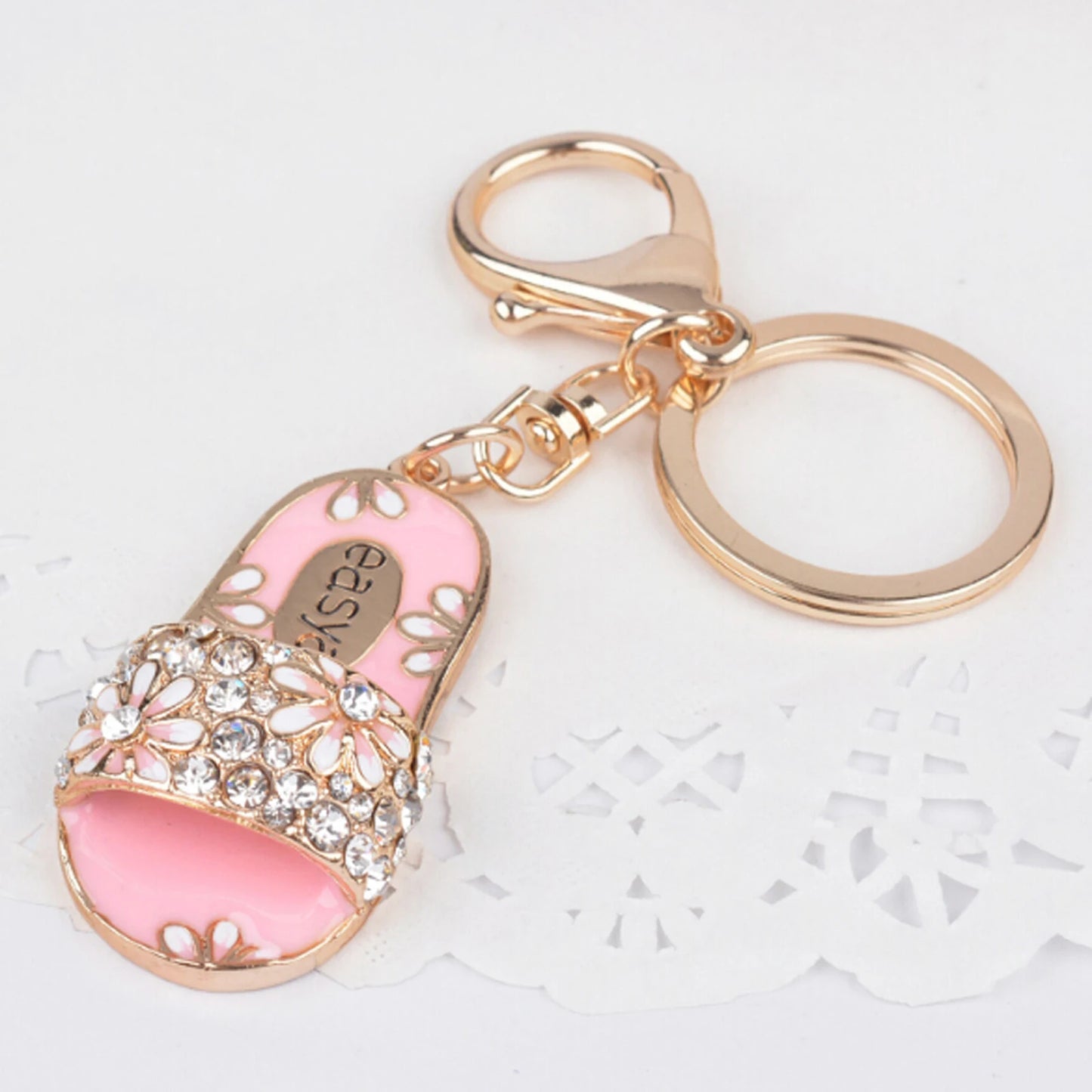 New Shining Rhinestone Crystal High Heels Shoes Keychain Women Lovely Meter Alloy Handbag Car Chains Holder Key Ring Gift