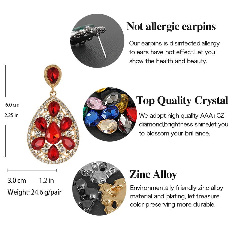 VEYO Vintage Elegant Crystal Rhinestone Drop Earrings Bridal Dangle Earrings for Women Fashion Jewelry