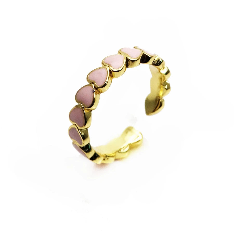 Opening adjustable ring loving heart rings Copper Zircon Drip paint color Rings love connection ring for women Party Jewelry