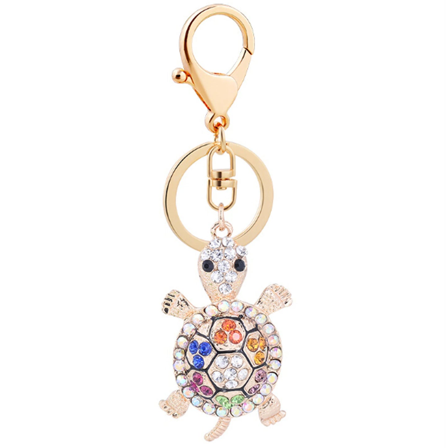 Fashion Rhinestone Crystal Metal Keychain Lovely Cartoon Marine Style Tortoise Fish Dolphin Keyring HandBag Car Pendant Gift