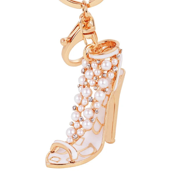 New Shining Rhinestone Crystal High Heels Shoes Keychain Women Lovely Meter Alloy Handbag Car Chains Holder Key Ring Gift