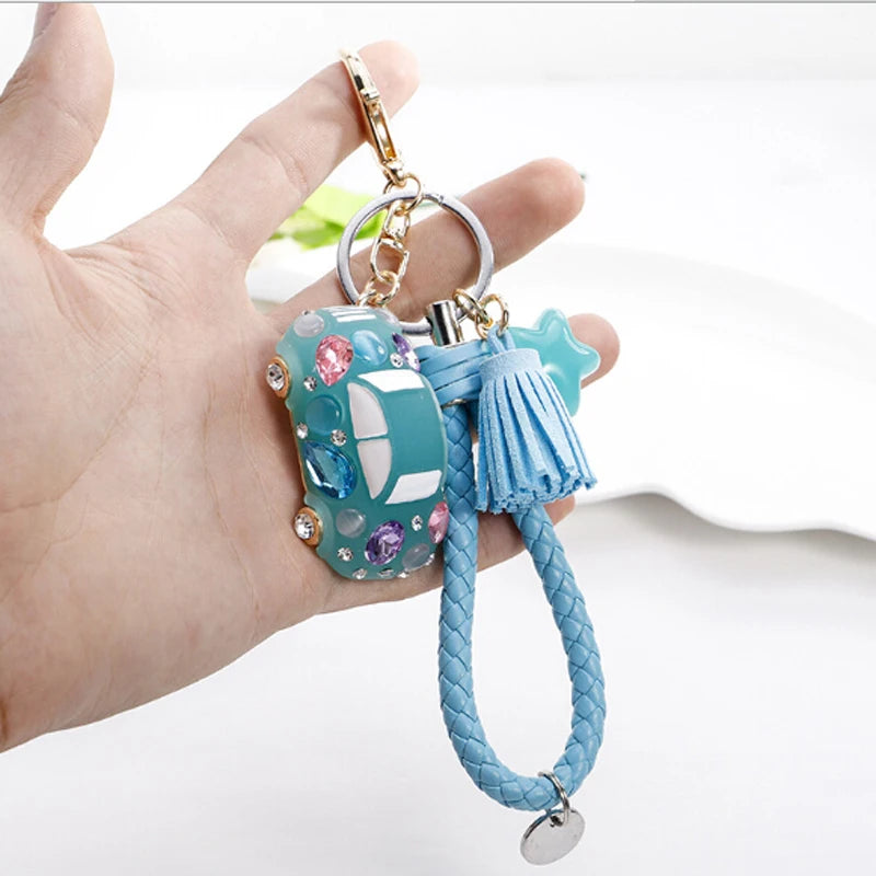 New Fashion Car Motorcycle Rhinestone Crystal Keychain Metal Alloy Key Chains Holder Handbag Car Keyrings Keychains For Women Me
