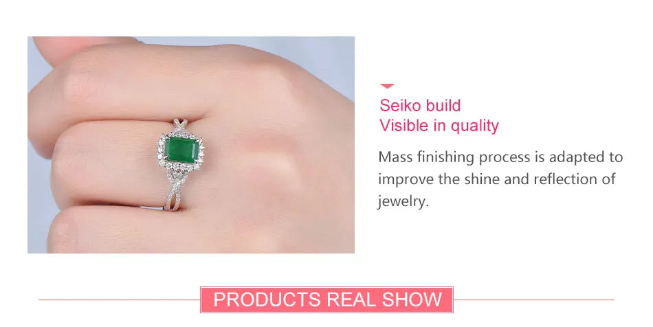 ZDADAN 925 Sterling Silver Charm Emerald Ring For Women Fashion Party Jewelry Engagement Gift