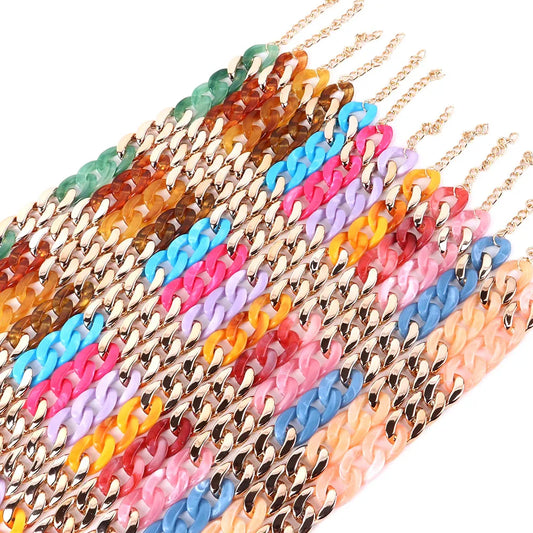 FishSheep Vintage CCB Acrylic Chain Choker Necklace for Women Boho Colorful Chunky Long Collares Necklace 2022 Fashion Jewelry