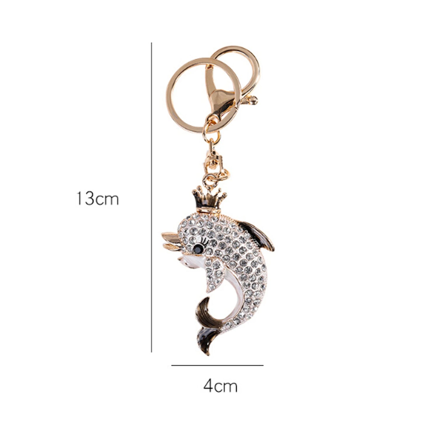 Fashion Rhinestone Crystal Metal Keychain Lovely Cartoon Marine Style Tortoise Fish Dolphin Keyring HandBag Car Pendant Gift