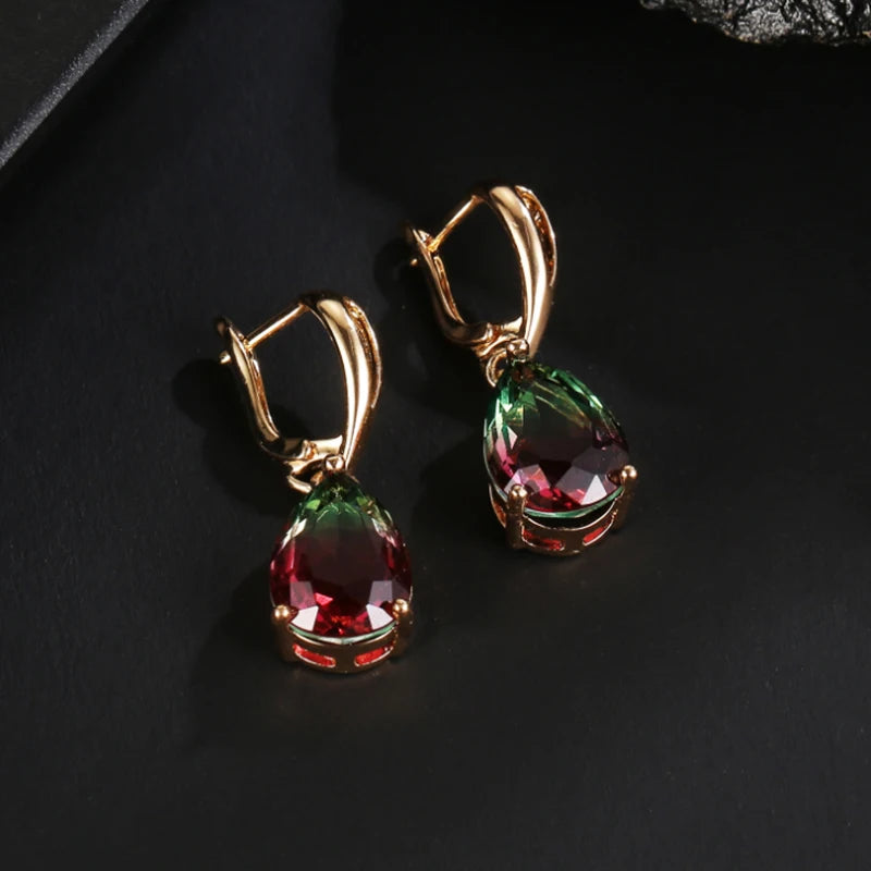 HUAMI Water Drop Crystal Pendant Earrings Fashion Zircon Earrings Luxury Jewelry for Women Wedding Party Valentine's Girls Gifts