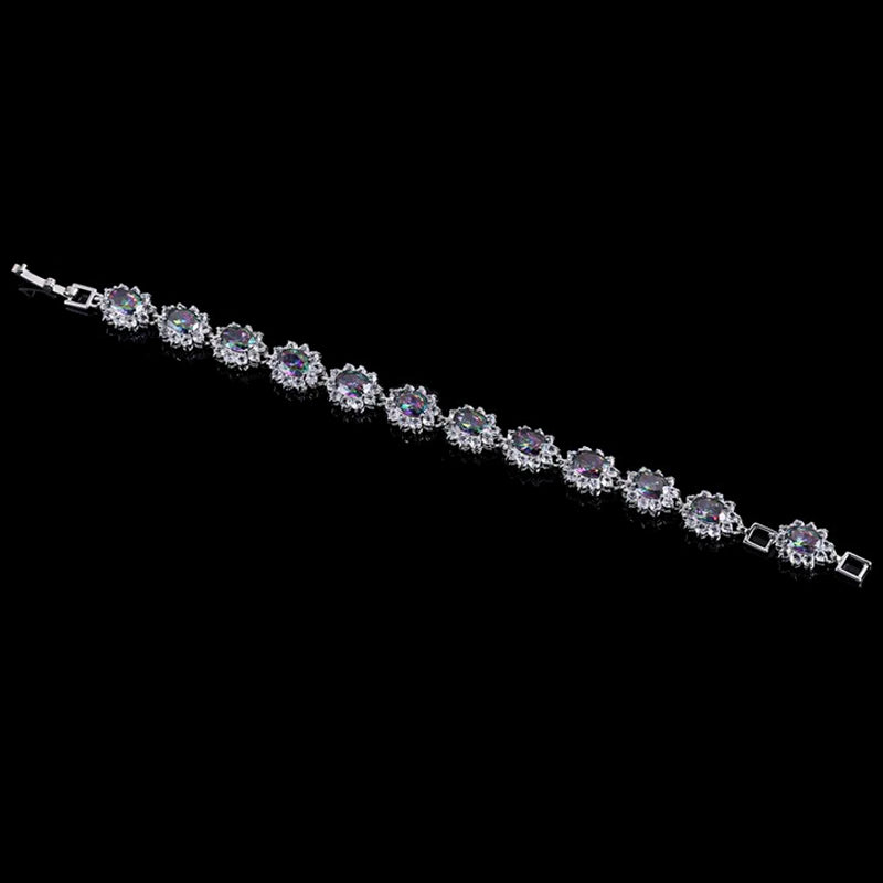 ThreeGraces Unique Mystic Rainbow Cubic Zirconia Crystal Bracelet Tennis Link Fashion Women Bridal Wedding Party Jewelry BR323