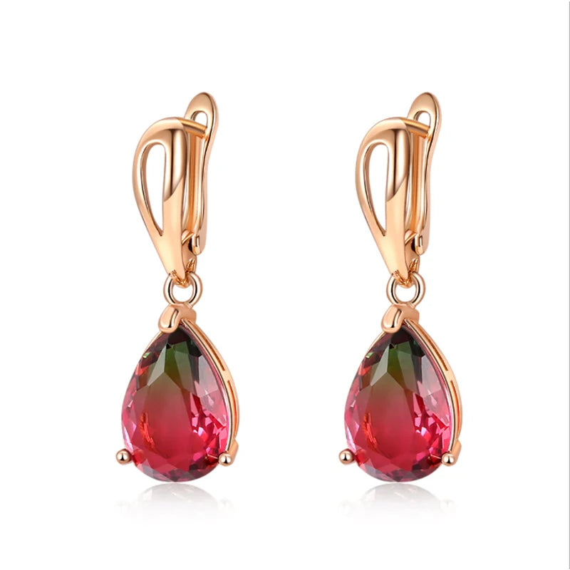 HUAMI Water Drop Crystal Pendant Earrings Fashion Zircon Earrings Luxury Jewelry for Women Wedding Party Valentine's Girls Gifts