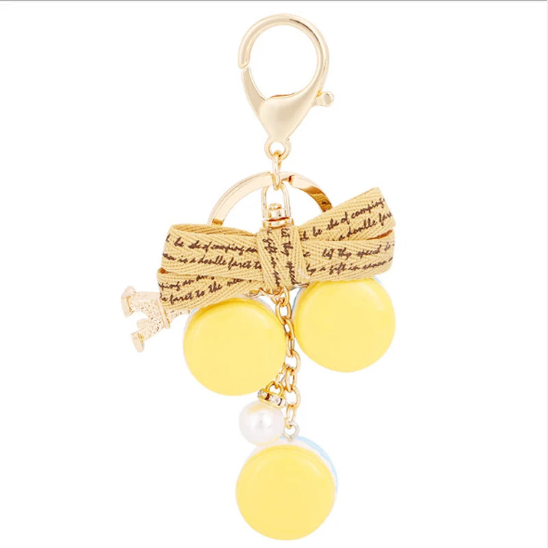 EASYA France Paris Cute Macaroon Effiel Tower Macarons Keychain Colorful Keyring Bag Pendant Car Charm Key Holder
