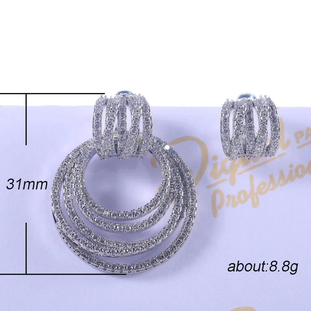 HUAMI Multilayer Circles Stud Earrings Women Luxury Cstuming Accessories January Gift Party Earring and Banquet Fshion Jewelry