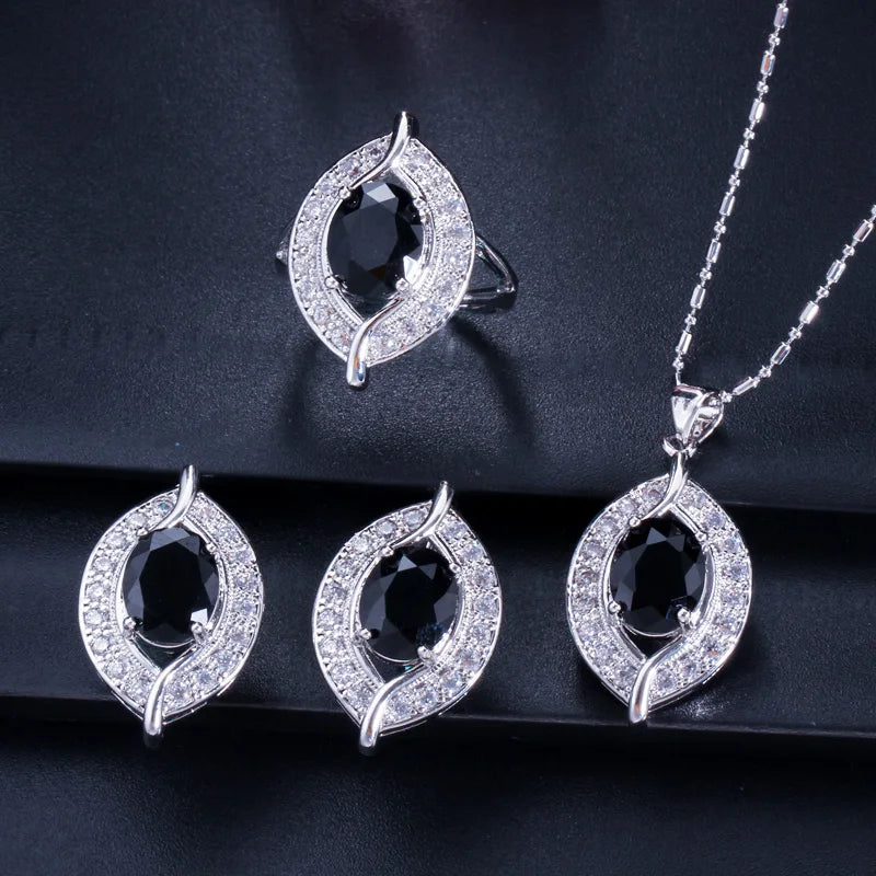 ThreeGraces 3pcs New Trendy Shiny Red Cubic Zirconia Fashion Earrings Necklace Ring Bridal Party Jewelry Set for Women JS707
